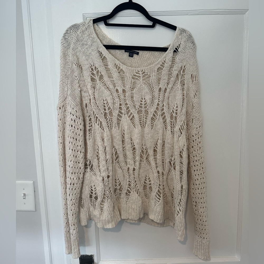 American eagle crochet boat neck sweater